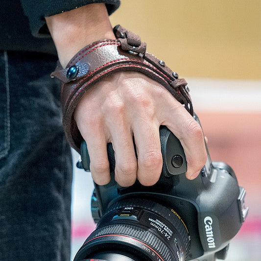 Camera leather wristband