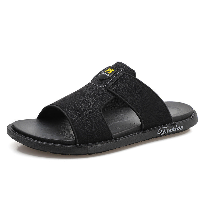 Slippers Soft Sole Leather Flip Flops Non-slip Beach Shoes Men Zapatos