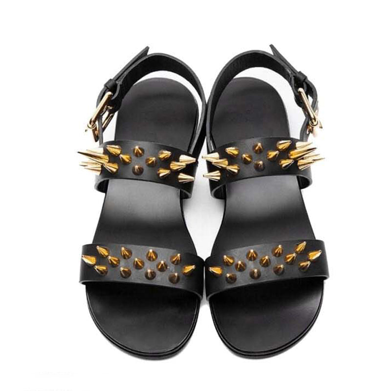 Summer Men Shoes Designer's Genuine Leather Men Sandalias Zapatos Mujer Rome Rock Fashion Mens Sandal Shoes