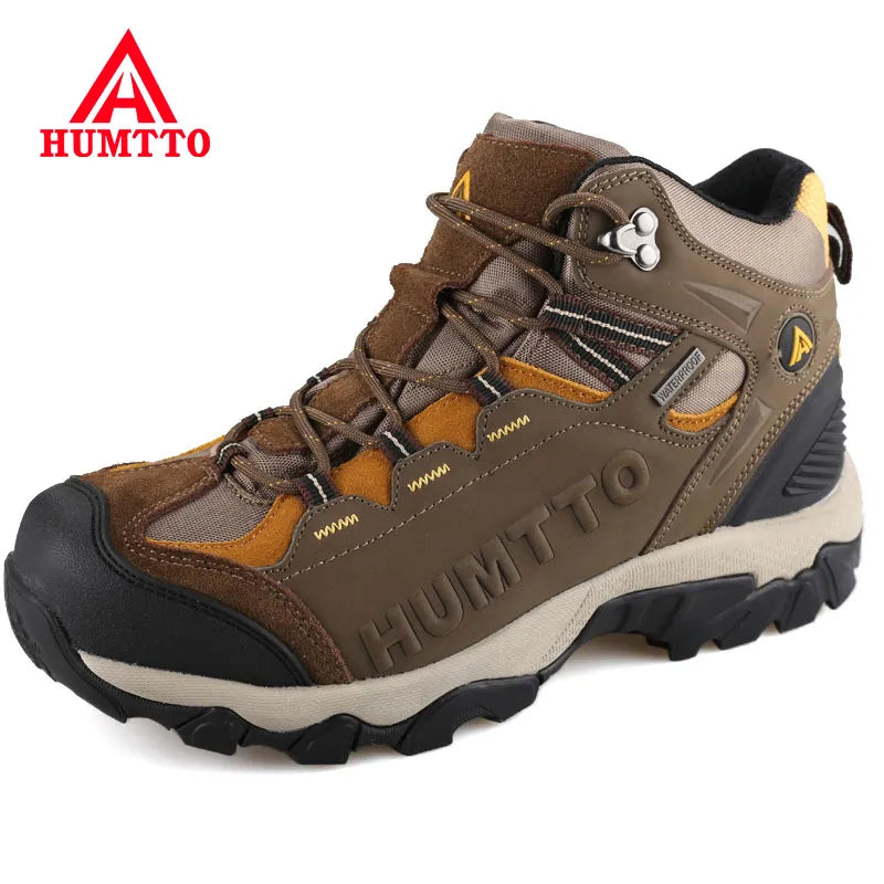 HUMTTO Waterproof Ankle Boots Men Genuine Leather Man Winter Snow Boots Breathable Rubber Work Safety Mens Shoes Big Size 36-47
