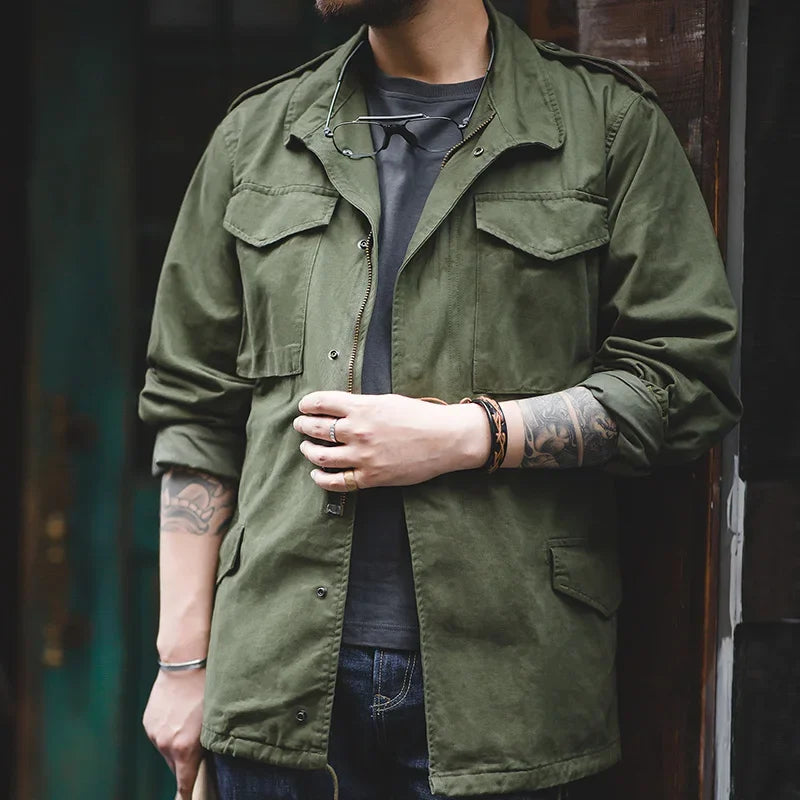 Maden M65 Jackets For Men Army Green Oversize Denim Jacket Military Vintage Casual Windbreaker Solid Coat Clothes Retro Loose