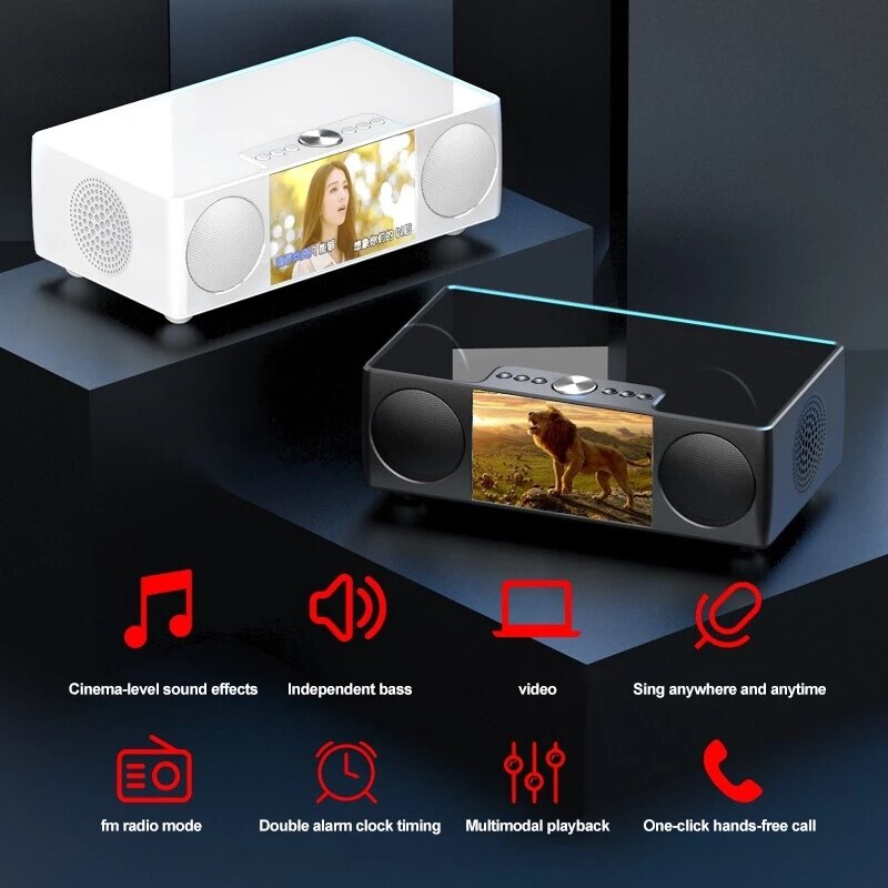 Home Theater Bluetooth Speaker 4.3&quot;Display Wireless Stereo Subwoofer Speakers Portable Audio System 8000mAh Power Bank for PC/TV