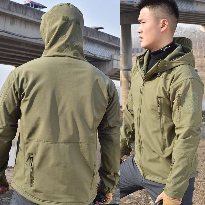 HAN WILD Hunting Jackets Soft Military Tactical Jacket Man Combat Waterproof Fleece Men Clothing Multicam Coat Windbreakers 5XL