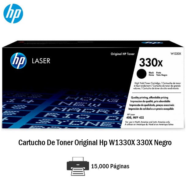 Toner Hp W1330A 330A Laser 408 / 408dn / Mfp 432 / 432fdn Negro 5,000 Páginas