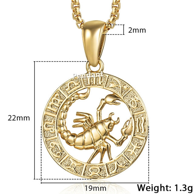 Men Woman 12 Zodiac Sign Gold Pendant Necklace Jewelry New