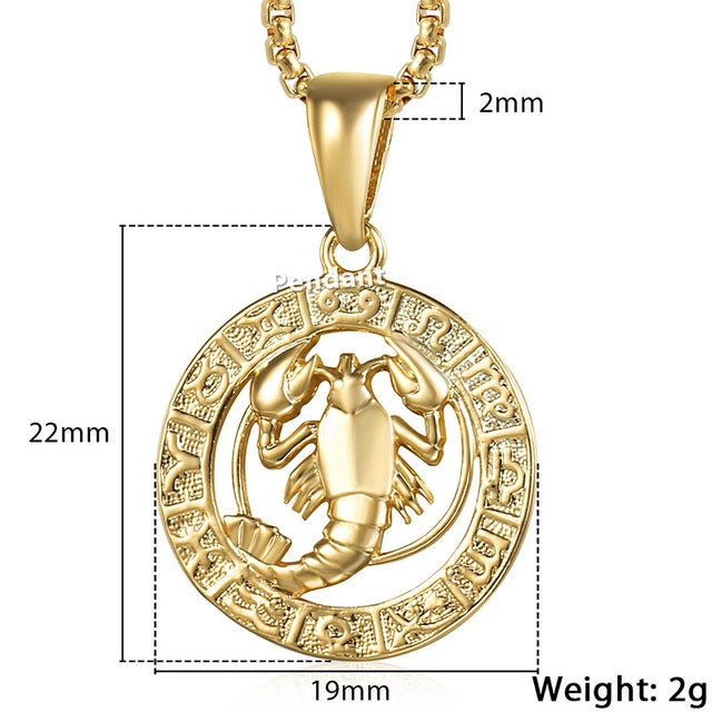 Men Woman 12 Zodiac Sign Gold Pendant Necklace Jewelry New