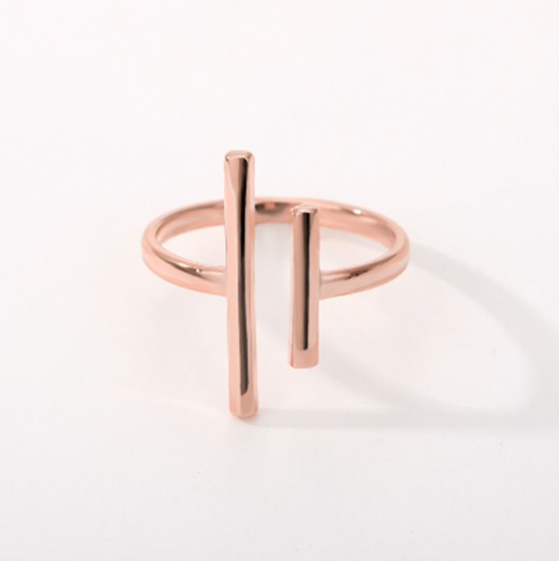 Parallel Bars Simple Ring Stainless Steel Ladies Ring