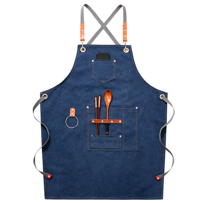 Denim Canvas Work Clothes With Apron Printing
