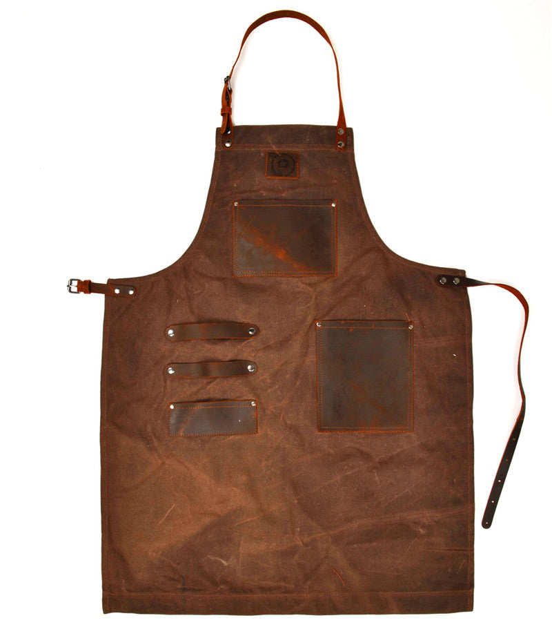 Leather Pocket Waxed Canvas Waterproof Oil Drain Apron