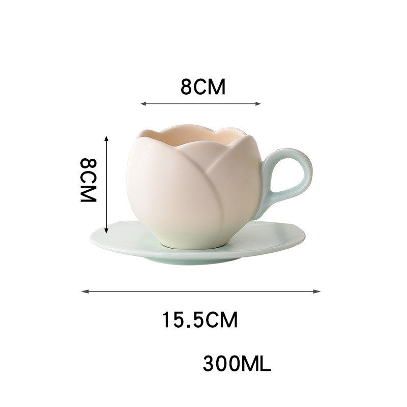 Ins Retro Tulip Coffee Cup And Saucer Set