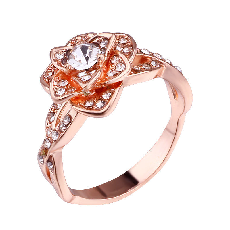 New 18K Rose Gold Plated Diamond Ring For Women
