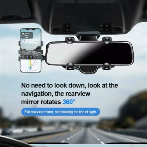 360 Degrees Rotatable Car Phone Holder Mount Stand Rearview Rear View Mirror