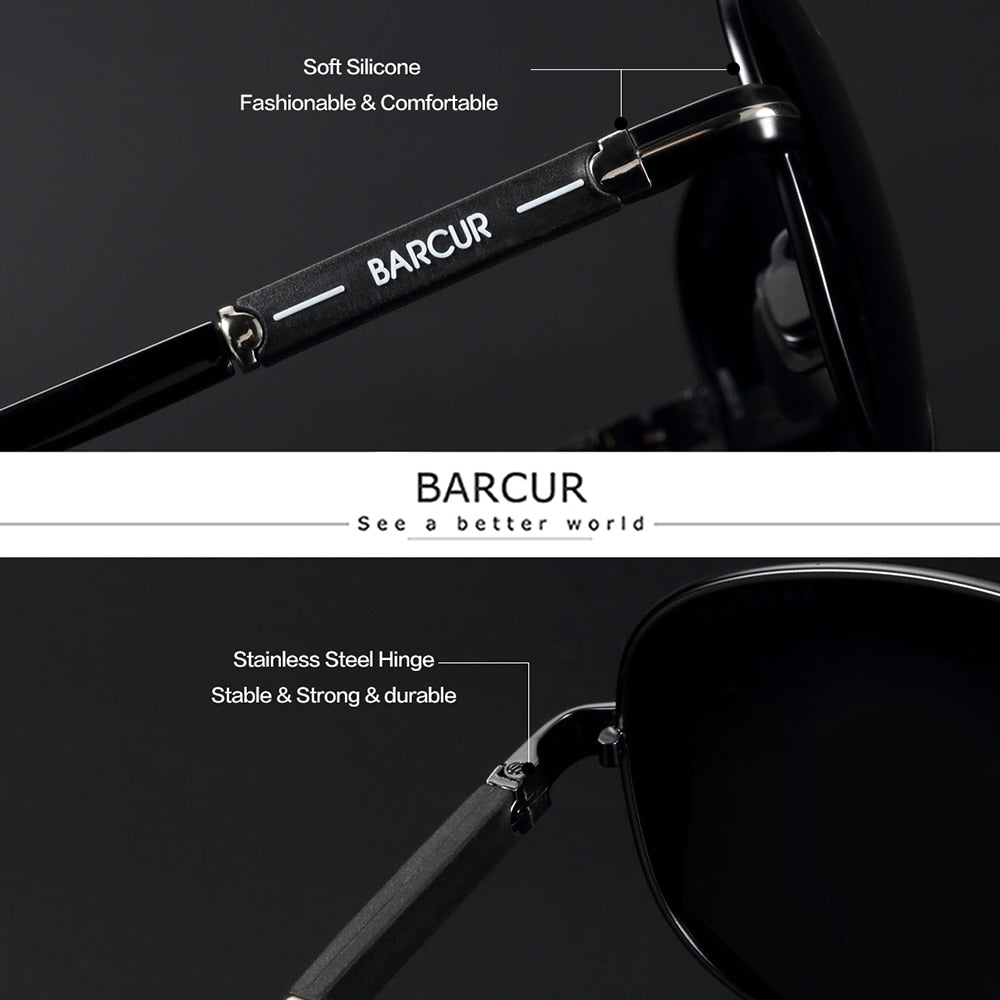 BARCUR Polarized Mens Sunglasses Pilot Sun Glasses for Men accessories Driving Fishing Hiking Eyewear Oculos Gafas De Sol