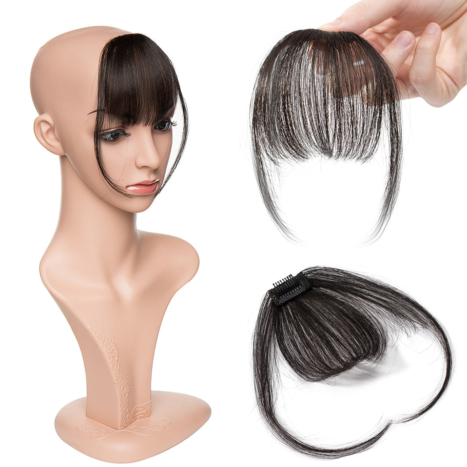 S-noilite 3g Air Bangs Wig Human Natural Black Brown Thin Invisible Fake Hairpiece Clip In Fringe Human Hair Extension For Women