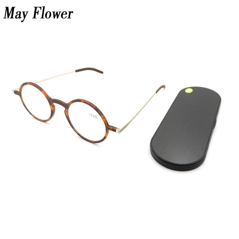 May Flower Frame Female Grade Glasses Anti-blue Light Men&#39;s Reading Glasses With Case Eyeglasses Frame Women&#39;s óculos de grau +4