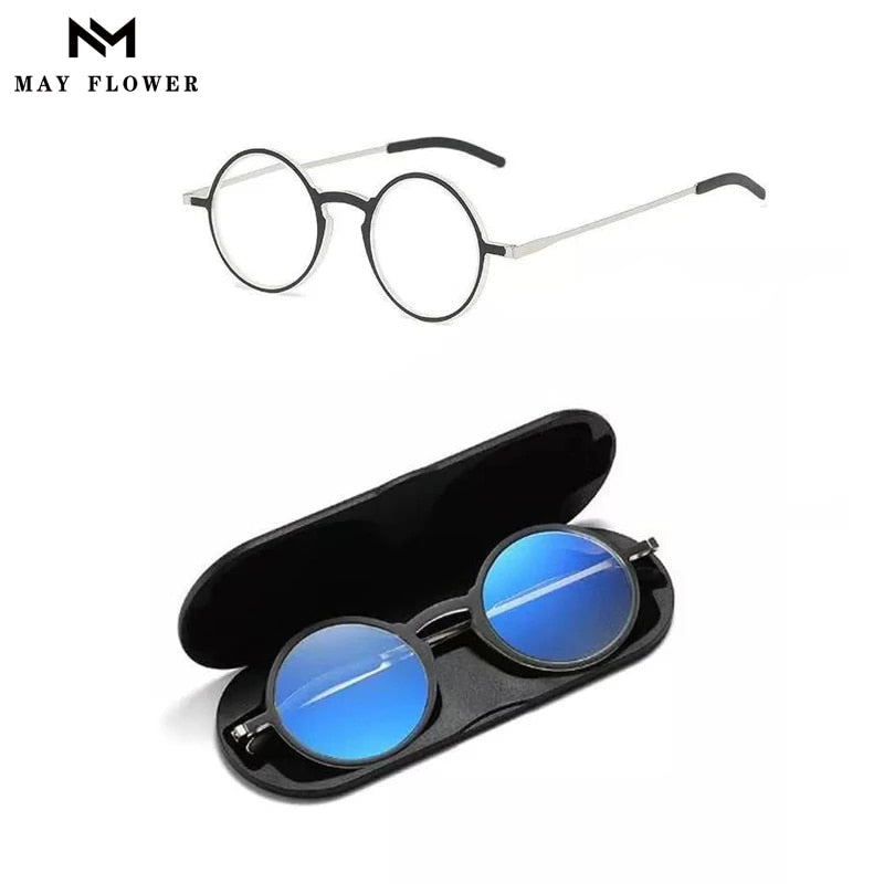 May Flower Frame Female Grade Glasses Anti-blue Light Men&#39;s Reading Glasses With Case Eyeglasses Frame Women&#39;s óculos de grau +4