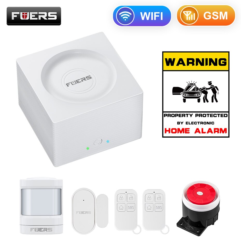 Fuers G95 Smart Home Alarm WIFI GSM Security Alarm System Kit with Alexa Tuya Smart APP Control Motion Sensor Burglar Alarm