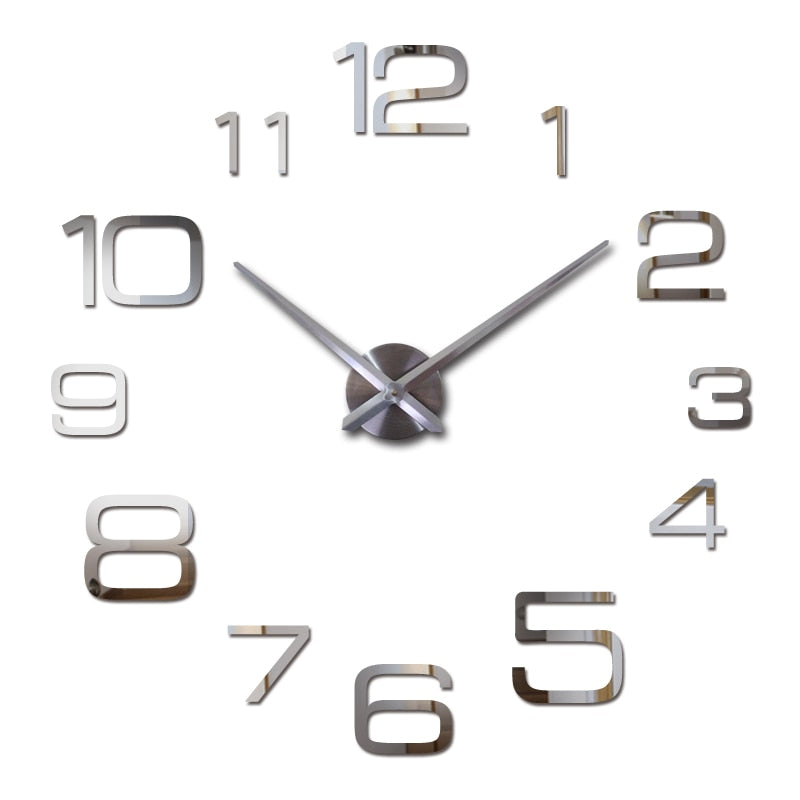 New Wall Clock 3d Acrylic Mirror Clocks Reloj De Pared Quartz Watch Horloge Home Living Room Modern Diy Wall Stickers