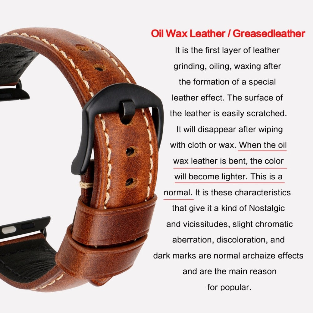 Vintage Bracelet Cow Leather Band For Apple Watch 45mm 44mm 40mm 42mm 41mm Series 7 6 SE 5 4 3 For iWatch Apple Watch Strap