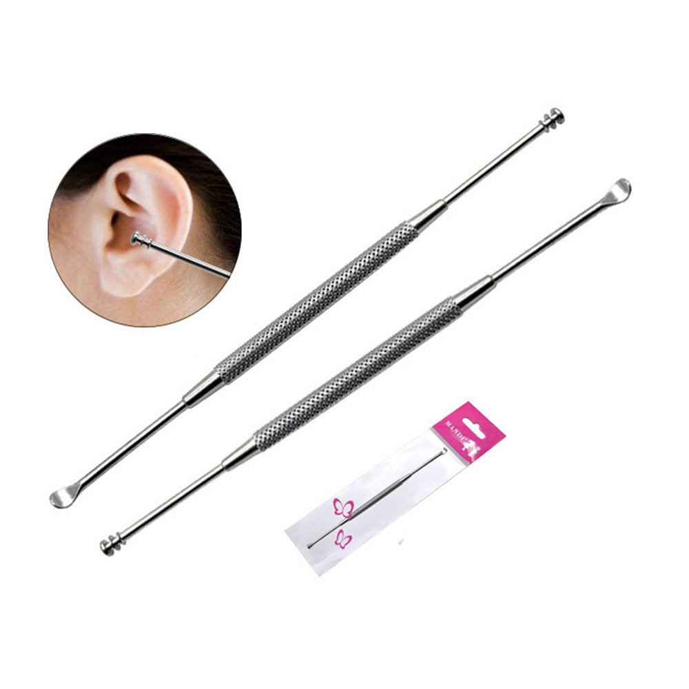 1PC Double-ended Stainless Steel Spiral Ear Pick Spoon Ear Wax Removal Cleaner Ear Tool Kit Multi-function Portable