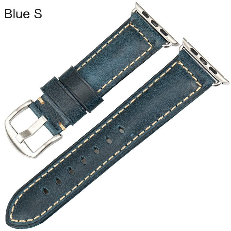 Vintage Bracelet Cow Leather Band For Apple Watch 45mm 44mm 40mm 42mm 41mm Series 7 6 SE 5 4 3 For iWatch Apple Watch Strap
