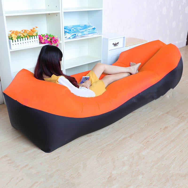 Outdoor Fast Inflatable Air Sofa Bed Quality Sleeping Bag Inflatable Air Bag Lazy Bag Beach Sofa
