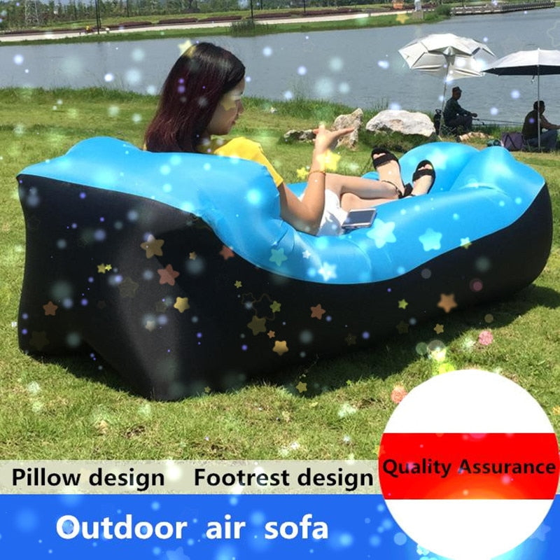 Outdoor Fast Inflatable Air Sofa Bed Quality Sleeping Bag Inflatable Air Bag Lazy Bag Beach Sofa
