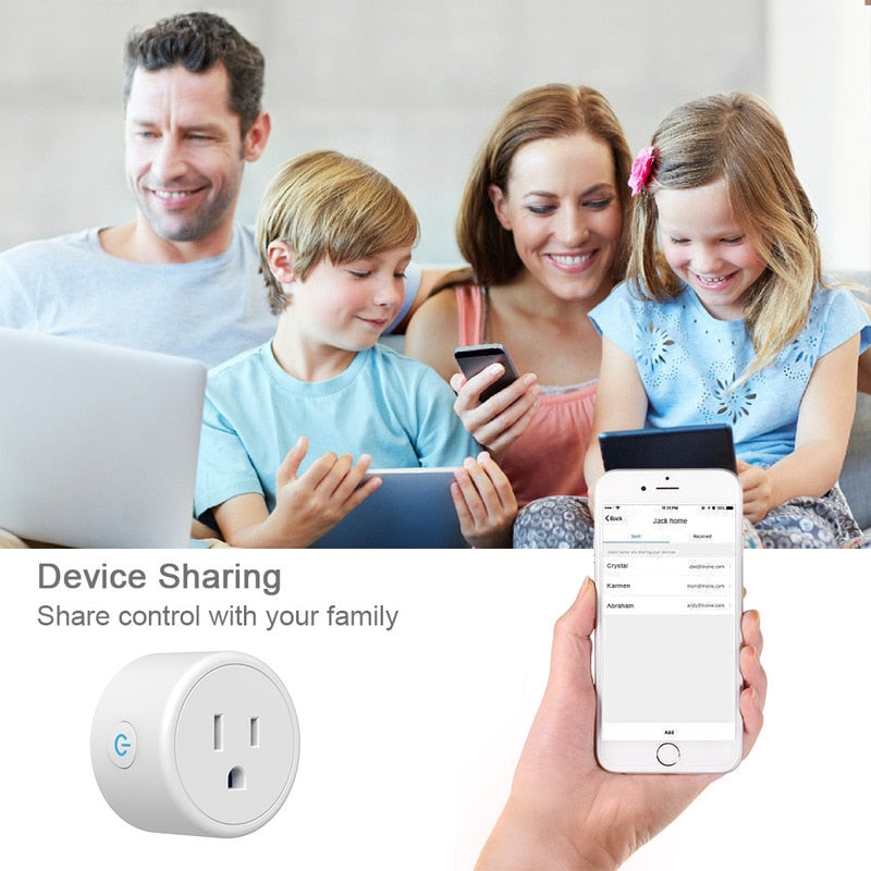 FrankEver Mini US Wifi Smart Plug Surge Protector 110-230V Voice Control Timer Smart Socket Work with Alexa Google Home Tuya