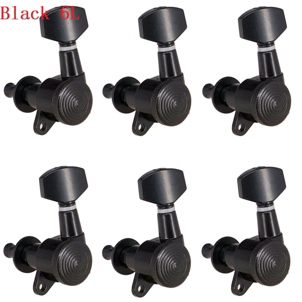6pcs Guitar Locking Tuners String Peg Tuning Pegs Machine Heads Black Gear Ratio For 6R Inline for Acoustic Guitars Accessories