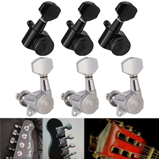 6pcs Guitar Locking Tuners String Peg Tuning Pegs Machine Heads Black Gear Ratio For 6R Inline for Acoustic Guitars Accessories