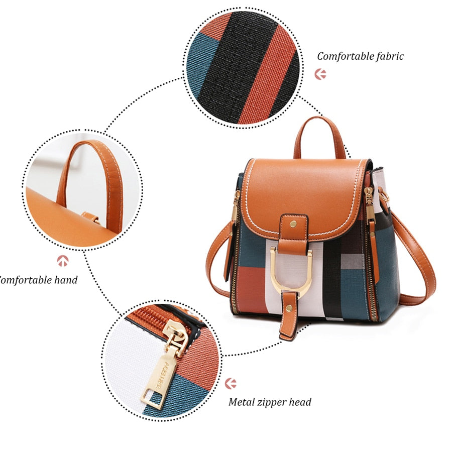 KM Fashion Mini Backpack Women Soft Touch Multi-Function Small Backpack Female Leather Shoulder Bag Crossbody Bag Girl Purses
