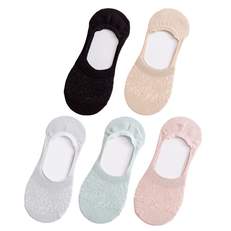5pair /Lot Women Invisible Socks Mujer Non-slip Chaussette Ankle Low Female Cotton Boat Socks No Show Breathable Calcetines