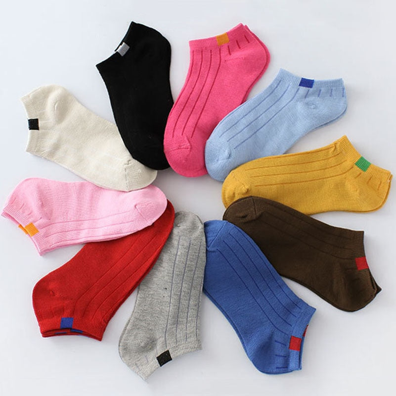 5 Pairs 10 Candy Colors Women Short Socks Fashion Female Girls Ankle Boat Socks Invisible Sock Slippers Calcetines Women Hosiery