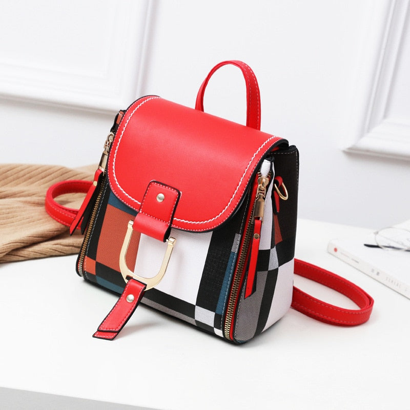 KM Fashion Mini Backpack Women Soft Touch Multi-Function Small Backpack Female Leather Shoulder Bag Crossbody Bag Girl Purses