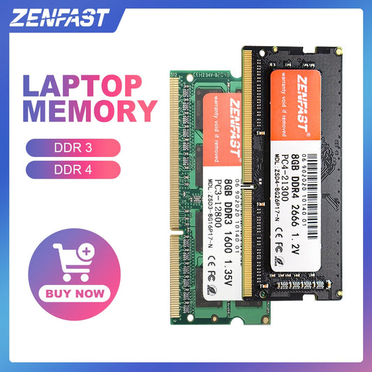 ZENFAST Memoria Ram DDR4 8GB 4G 16GB 32GB Notebook Sodimm DDR3 1600 1333 2133 2400 3200 2666MHz High Performance laptop Memory