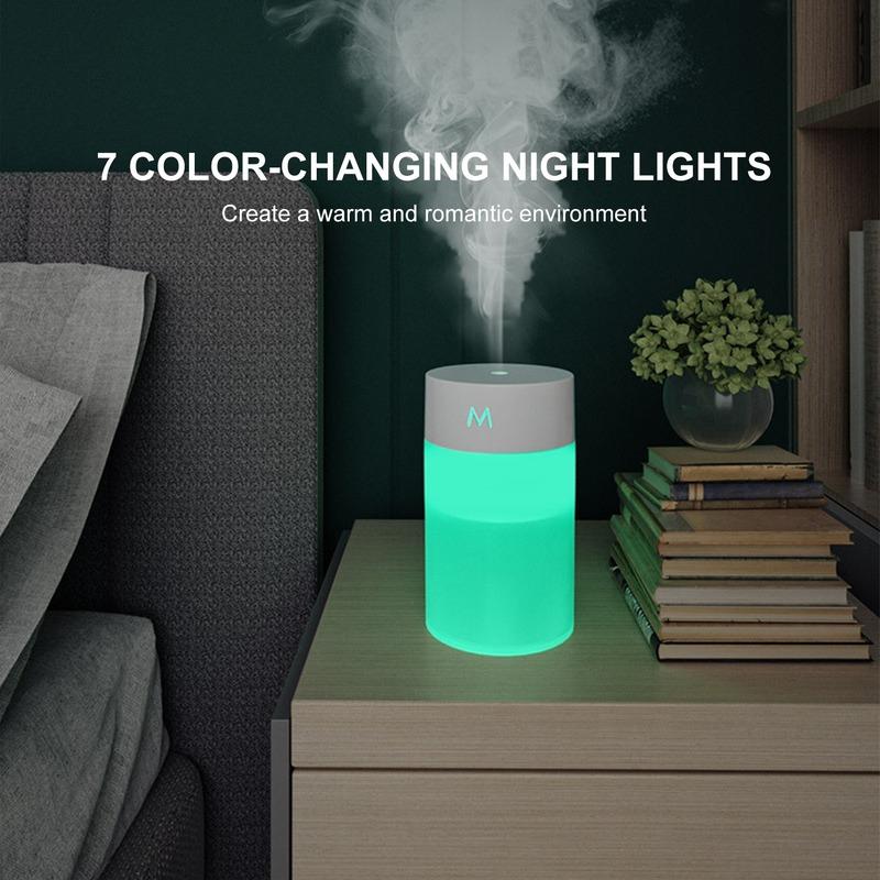 260ML Mini Air Humidifier Ultrasonic Aromatherapy Diffuser Portable Sprayer USB Essential Oil Atomizer LED Lamp for Home Car
