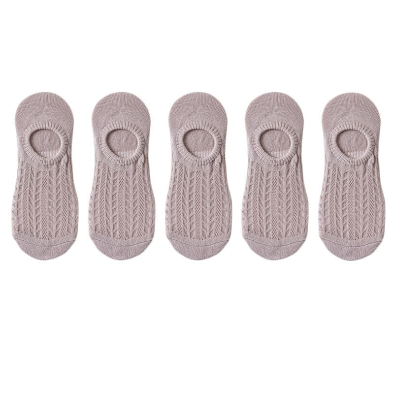 5pair /Lot Women Invisible Socks Mujer Non-slip Chaussette Ankle Low Female Cotton Boat Socks No Show Breathable Calcetines