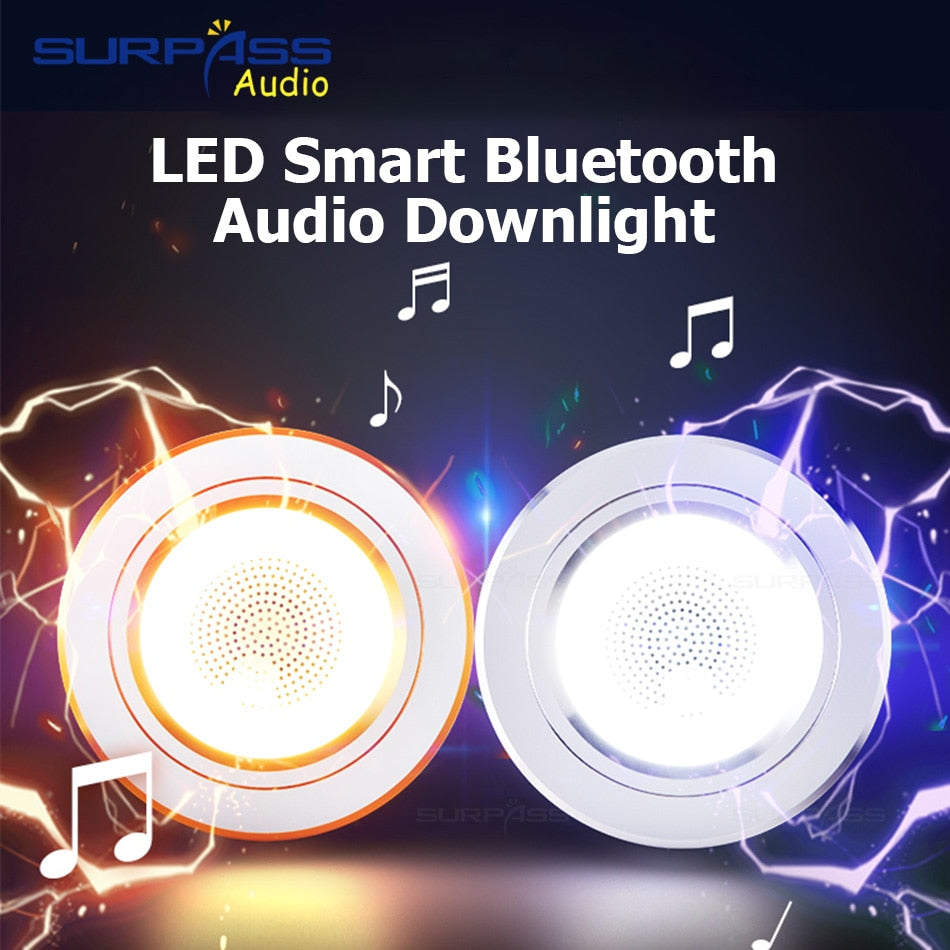 LED Smart Music Lamp Intelligent Background Music Light Ceiling Speakers With Adjused Lights Smart Bluetooth Downlight Speaker