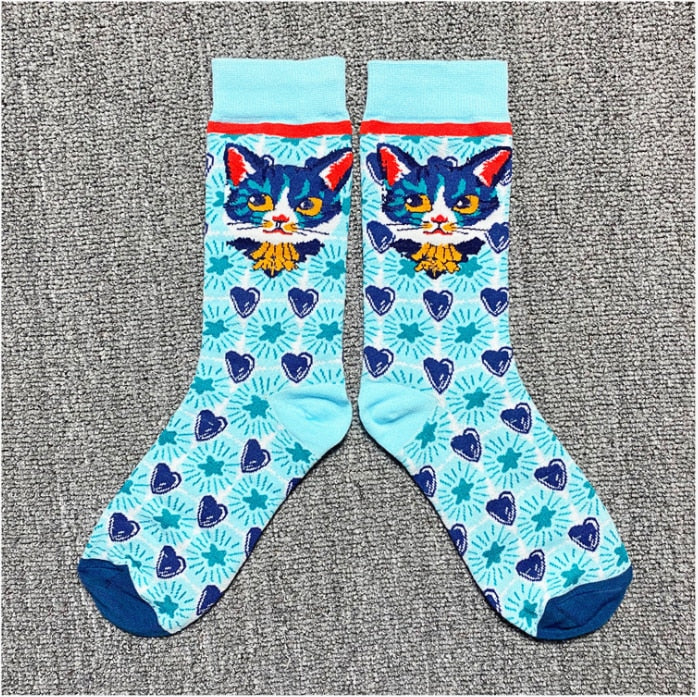 Occident Fashion Colorful Print Socks Women with Mushroom Spring Woman Socks Cotton Calcetines Mujer Meias 010202