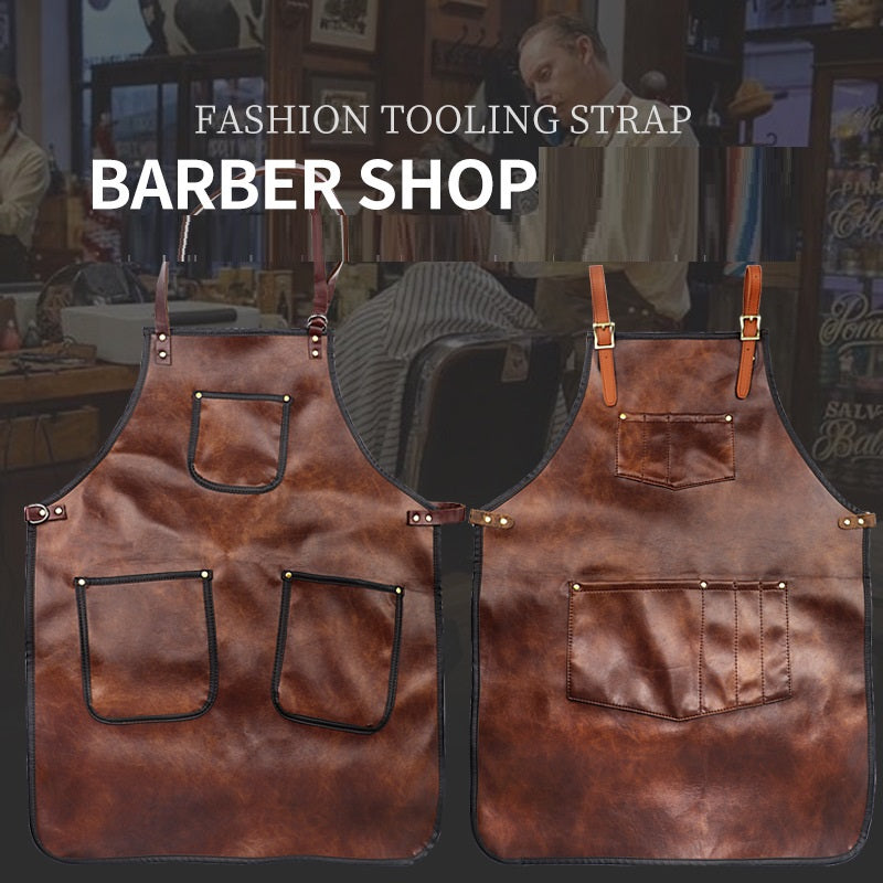 PU Leather Strap Work Apron Barista Barber Workwear