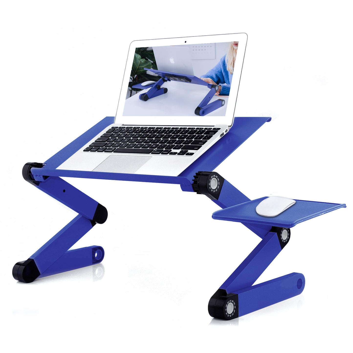 Adjustable Laptop Stand, RAINBEAN Laptop Desk with 2 CPU Cooling USB Fans for Bed Aluminum Lap Workstation Desk with Mouse Pad, Foldable Cook Book Stand Notebook Holder Sofa,Amazon Banned