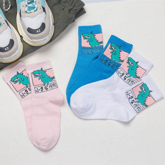 Woman Socks Korea Ulzzang Hong Kong Wind Harajuku Skate Little Animal Cute Socks Calcetine Clothing Dresses
