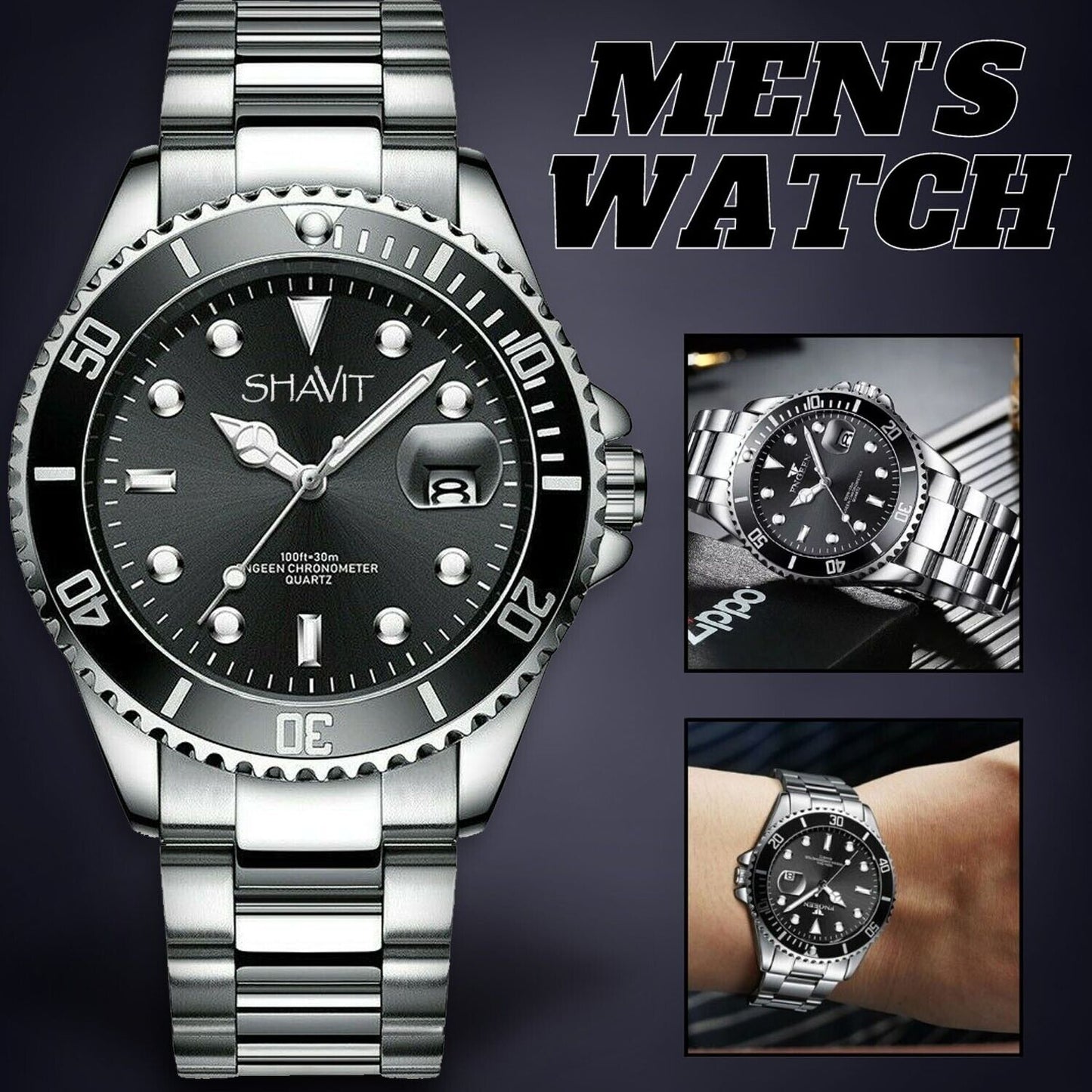 Men's Watch Relojes De Hombre Stainless Steel Quartz Luminous Classic Watches