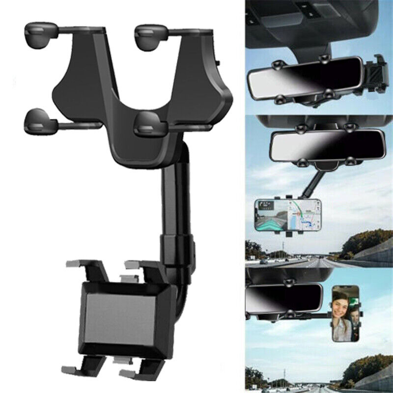 360 Degrees Rotatable Car Phone Holder Mount Stand Rearview Rear View Mirror